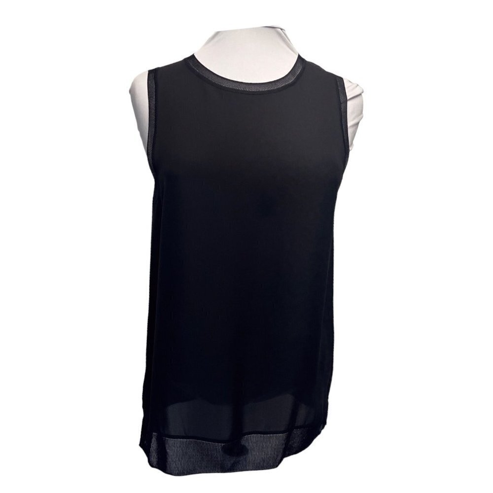 Theory Lewie Silk Sleeveless Blouse Black Size MED Shell